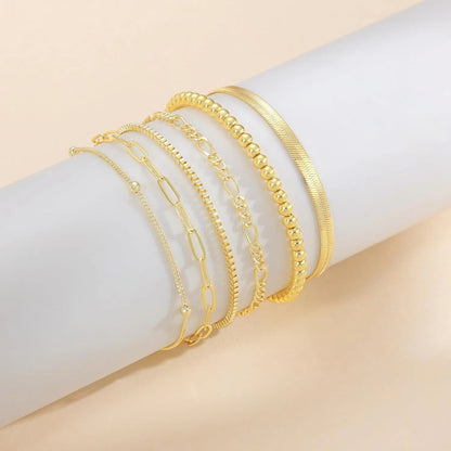 Ensemble de 6 bracelets plaqués or 14 carats pour femme