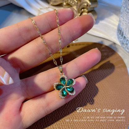 Collier Rotatif Tendance en Titane et Acier avec Fleurs Vintage pour Femme